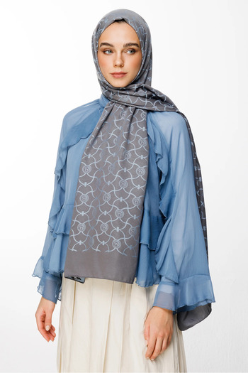 Mooncorn Marrakech Pattern Reversible Throw Blanket Dark Grey-Light Blue