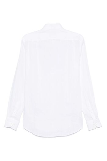 PAUL&SHARK Men's Regular Fit 100% Linen Solid Long Sleeve White Shirt 25413006 Cf-010
