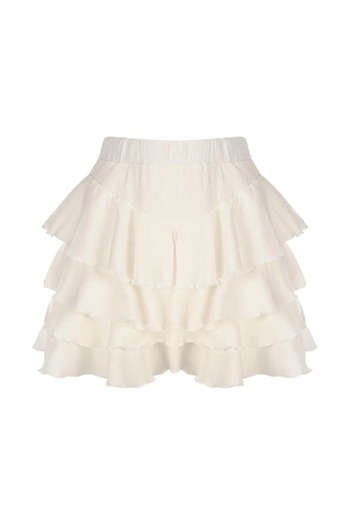 MODA FARİZE Mykonos Skirt, 4 Layer Ruffle Fertilizer Wrapped Alenine Fabric Label