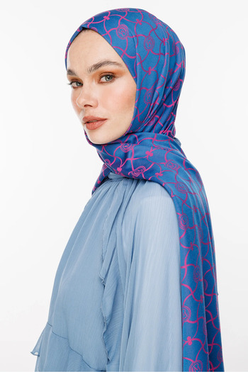 Mooncorn Σάλι διπλής όψης Marrakech Pattern Petrol Blue-Fuchsia