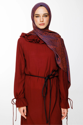 Mooncorn Navy Blue-Onion Shell Mayra Pattern Double Sided Shawl