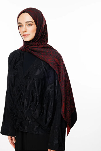 Mooncorn Velora Pattern Double Sided Shawl Black-Burgundy