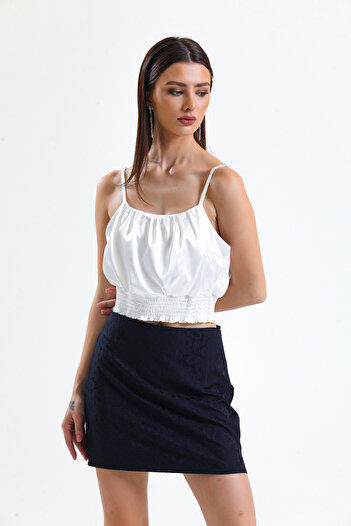 Sense Jacquard Mini Skirt_etk32609 Navy Blue