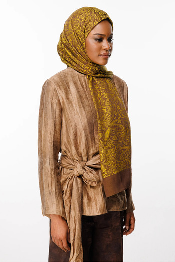 Mooncorn Velora Velosiped Driving Pattern Reversible Shawl Bitter Coffee-Mustard