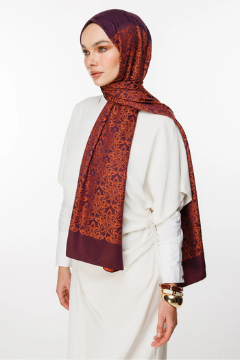 Mooncorn Nora Pattern Double Sided Shawl Purple-Orange