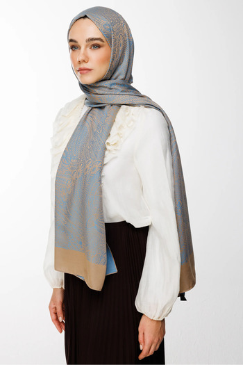 Mooncorn Mayra Pattern Double-Sided Shawl Mink-Turquoise