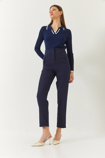 Bianco Lucci Women's High Waist Pocket Carrot Pants 60261420