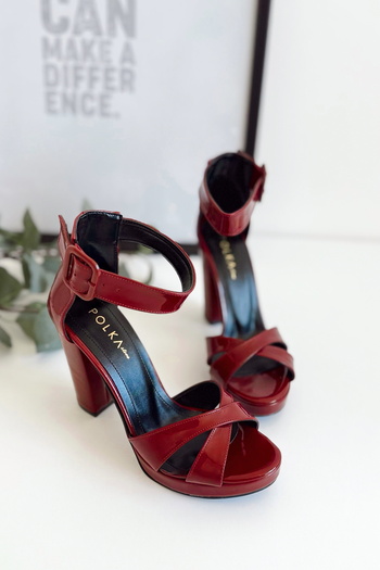 POLKA STORE Women's Gloria Cross Strap High Thick Heeled Platform Shoes