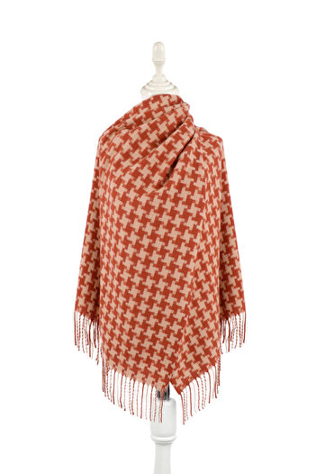 Bursa İpek Tile Houndstooth Pattern Winter Shawl