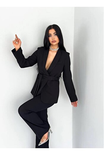 Ekim Store Double Belted Blazer Jacket Pants Set