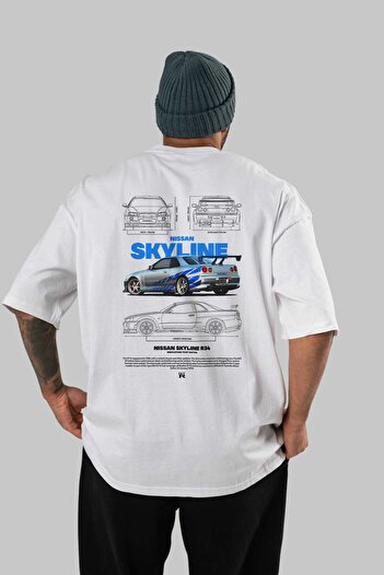 Ankhises Nissan SKYLINE 34 FAST FURIOUS Πίσω εμπριμέ μπλουζάκι με λαιμόκοψη βαμβακερό ανδρικό γυναικείο