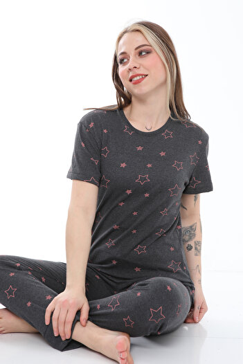 FAMES PİJAMA Short Sleeve Summer Pijamas Suit