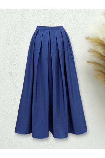 Modamorfo Pleated Parachute Skirt with Elastic Waist - Parliament
