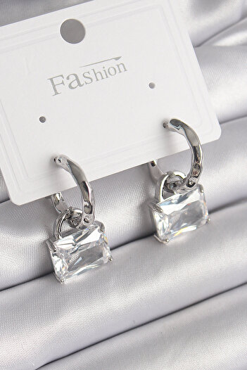 SeyCey.co Brass Silver Color Dangle Zircon Stone Bag Model Women's Earrings