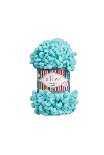 Alize Puffy Fine (Thin) Hand Knitting Yarn - 263 Turquoise - 100 Gr. 14.5 Mt. Finger Knitting String