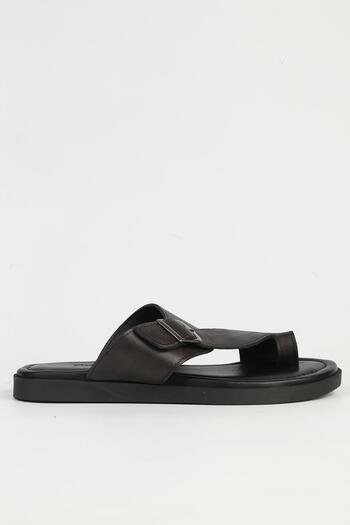 Pierre Cardin Ανδρικές δερμάτινες μαύρες παντόφλες - PC-7346