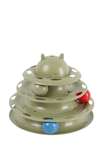 GOBYPET 3-Layer Ball Round Cat Toy, Rolling Ball, Khaki Green Ball Round Cat Toy Cat Fun