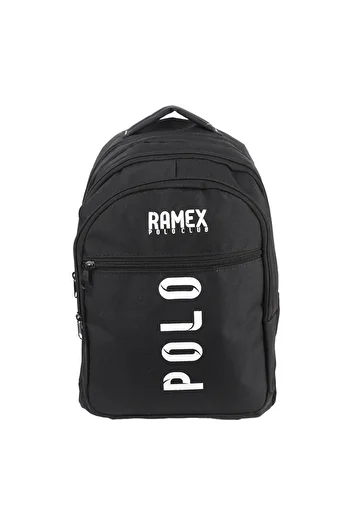 Pikas Black Polo Text Backpack - for School and University