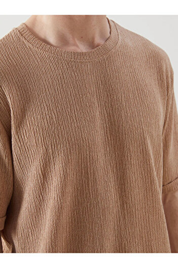 LC Waikiki Ανδρικό μπλουζάκι LCW Casual Brown Crew Neck
