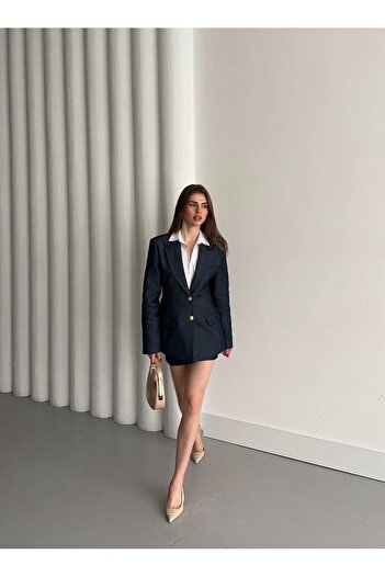 Laluvia Denim Waist Sitting Jacket Skirt Set