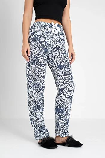 DONEX Cotton Thin Breathable Fabric Ribbon Waist Detail Printed Women's Sleepwear Bottoms Without Pockets