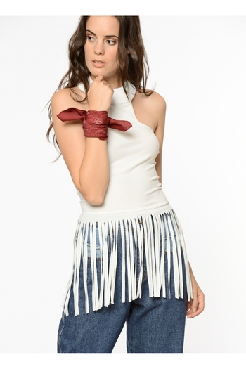Sense Tasseled Micro Fabric Blouse| Blz14739 Ecru