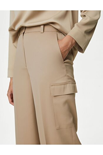 Marks & Spencer Wide Leg Saten Kargo Pantolon