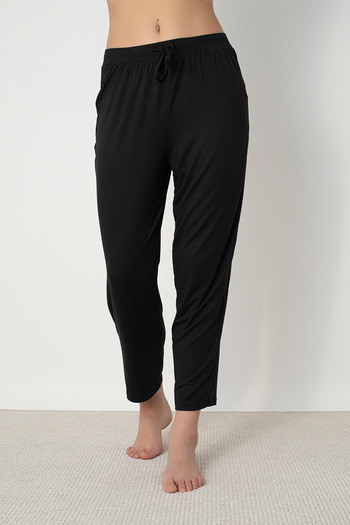 DOFİ Dofi Women &Apos; S Black Pajamas Bottom – Waist Lace-Up, Cotton Polyester, Comfortable Fit