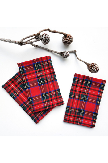 Bimotif Red Green Plaid Fabric Pouch, 10X15 cm 5 Pieces