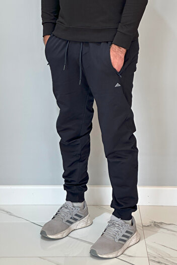 REMSA Men's Sweatpants 3703 - Navy Blue with Elastic Waist and 3 Pockets