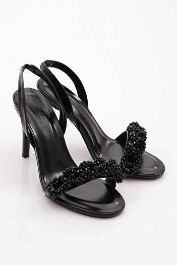 DGN Women's Black Stone Chain Evening Dress Shoes - Metallic 414121085