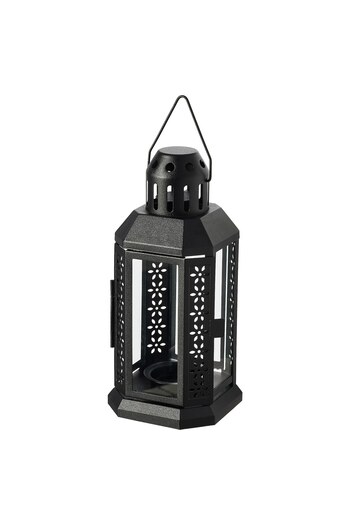 erorex Lantern for tealight, in/outdoor, black, 22 cm