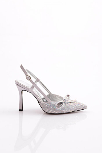 DGN 6703 Women's Back Tie Stone Heeled Evening Dress Shoes