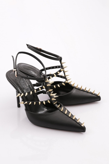 DGN Women's Metal Spiky Heeled Evening Dress Shoes Black 564521085