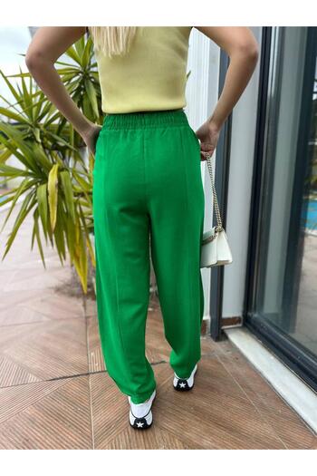 For Angels Linen Elastic Waist Tight Leg Trousers