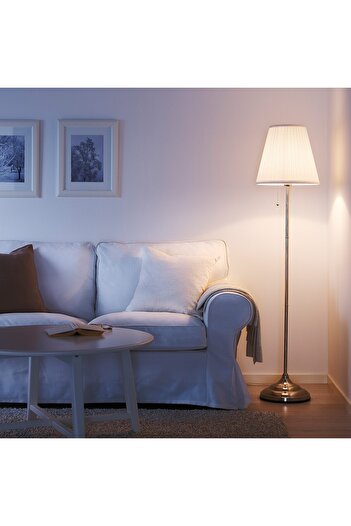 erorex Floor lamp, nickel-plated/white