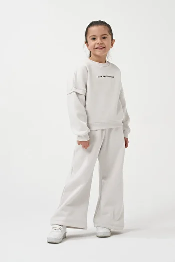Minipodyum Girl's Printed Oversize Winter Tracksuit Set