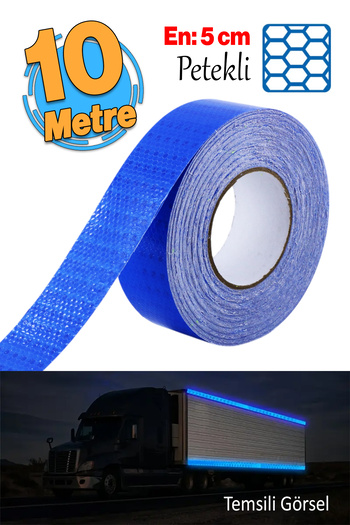 Badem10 10 Meters Blue Unchecked Reflective Warning Tape 5 cm