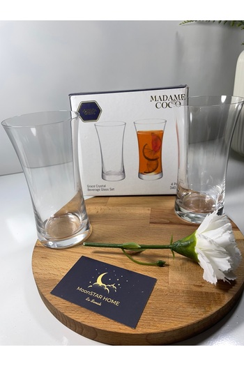 Madame Coco Grace Set of 4 Crystal Soft Drink Glasses - 340ml