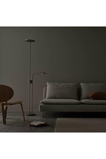 erorex LED floor uplighter/reading lamp, dimmable/nickel-plated, 180 cm