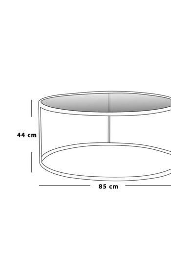 Generic Round coffee table with tempered glass and white wood shelf and gold metal frame
