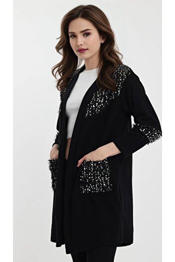 CNG MODA Plus Size Sequin Cardigan