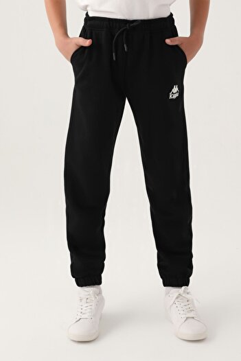 Kappa 7-16 Years Unisex Children's Sweatpants -Black-