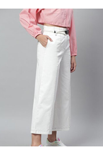 Kassually By Styli Mid Rise Wide Leg Culotte Pants with Belt