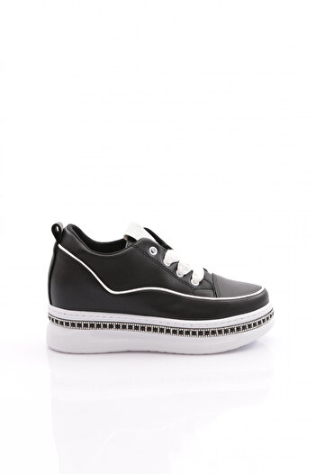 DGN Women's Sneakers with Stones on the Sides Black and White 2623239211982322