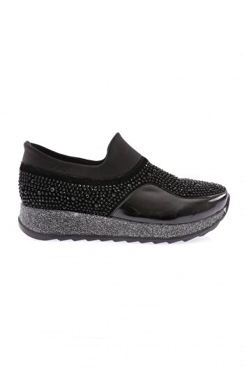 DGN Women's Thick Sole Crystal Stone Sneakers Shoes Black 112130282674