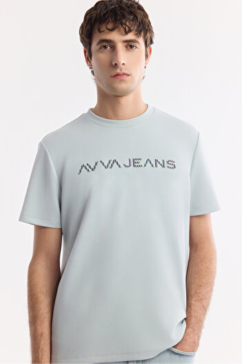 Avva Men's Gray Crew Neck Reflective Bi-Stretch Interlock Regular Fit T-Shirt A51Y1037