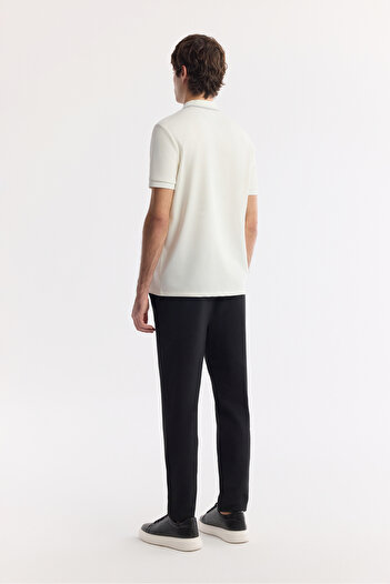 Avva Erkek Ekru Polo Yaka Bi-Stretch Baskılı İnterlok Regular Fit T-Shirt A51Y1007