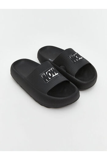 LC Waikiki Black Printed Single Strap Boy's Slippers