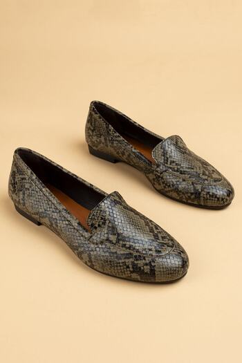 Deery Green Snake Pattern Women's Ballerinas